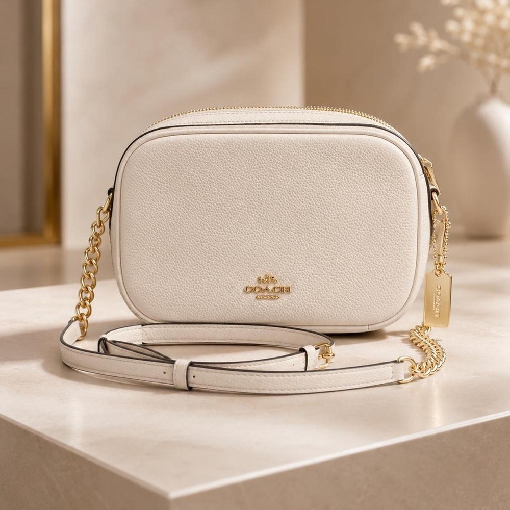 Coach Camera Bag, Chalk/White Coach white leather crossbody bag